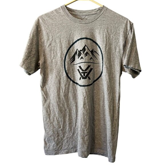 Vortex Mens‎ Shirt Medium Gray Graphic Mountain Tee Outdoor Hiking Preppy - Picture 1 of 8